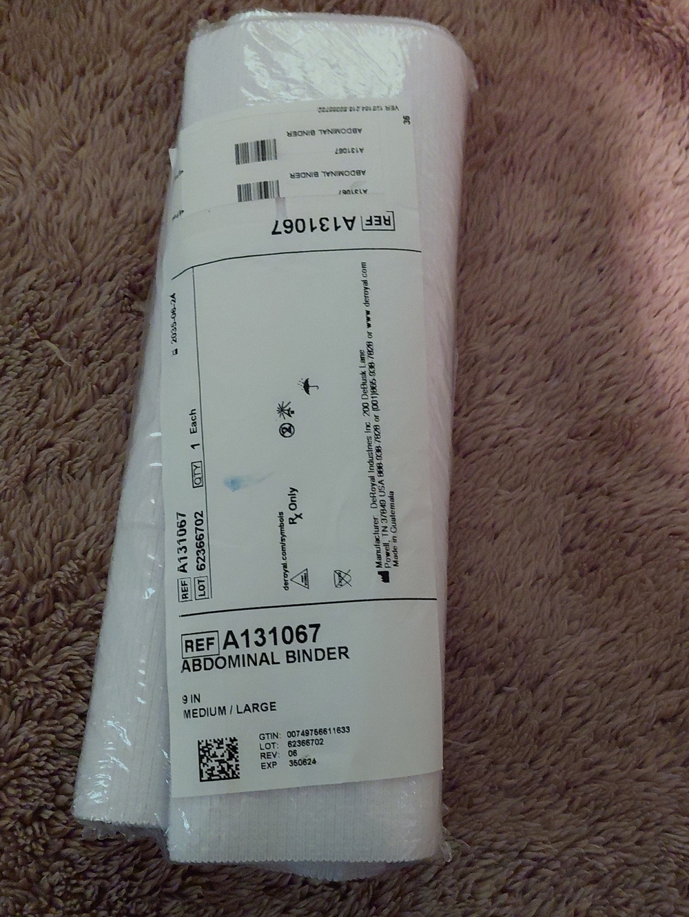 Abdominal Binder - White Compression Wrap